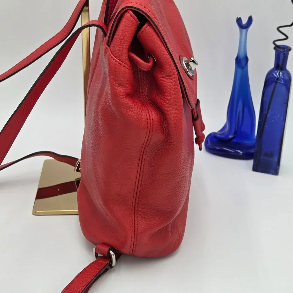 Coach Park Mini Backpack Red Pebbled Leather Turnlock F24385 Classic Drawstring